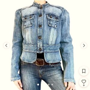Guess Y2K Denim Peplum Jacket Size M Excellent Condition Like New